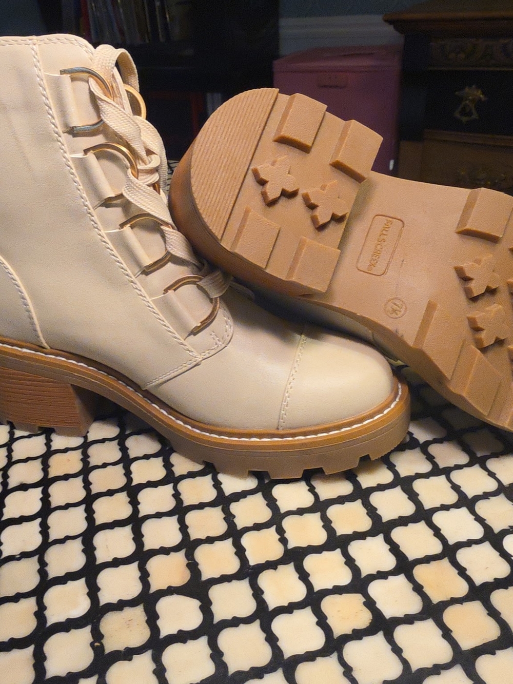 Falls Creek Raegan Faux Fur Trim Lace Up Boots Size 7.5 NWOT